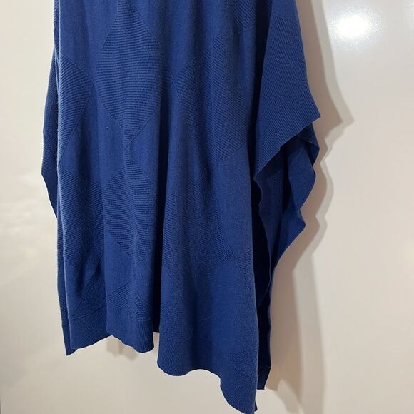 Alfani Blue Cowl Neck Tunic Style Poncho Ribbed Sweater Size Medium - Picture 8 of 9
